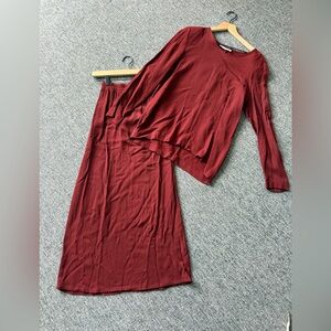 Chic Long Sleeve Burgundy Dress
